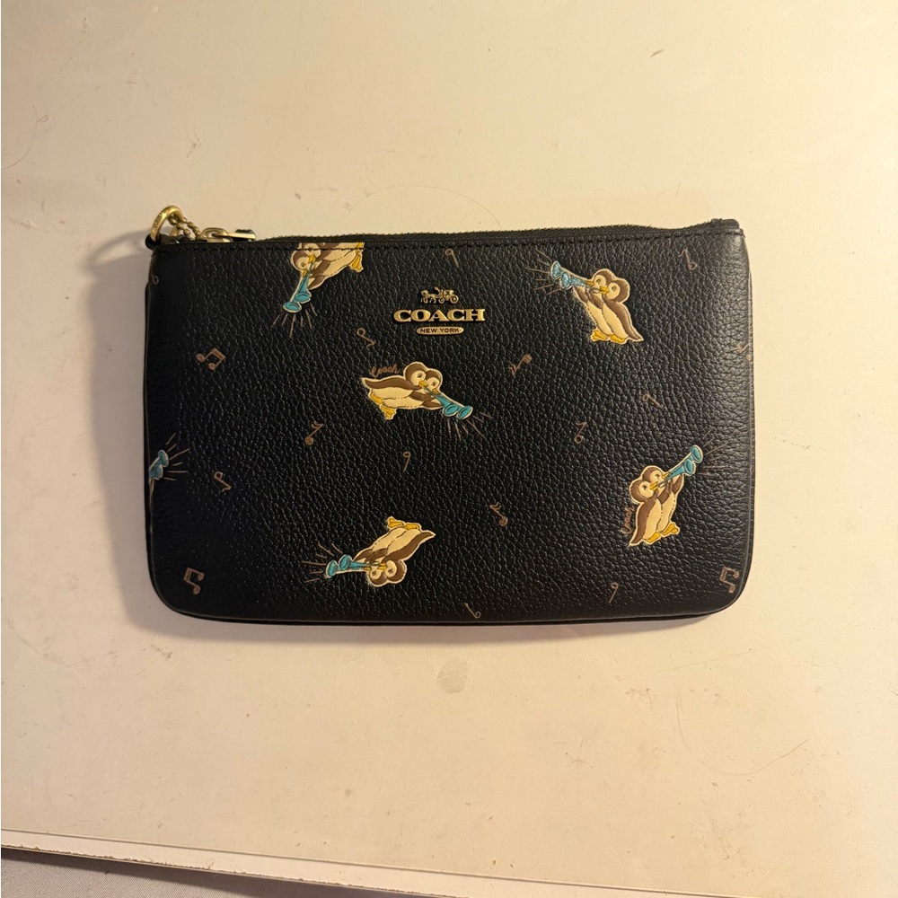 Coach Penguin Trumpet Corner Zip Wristlet